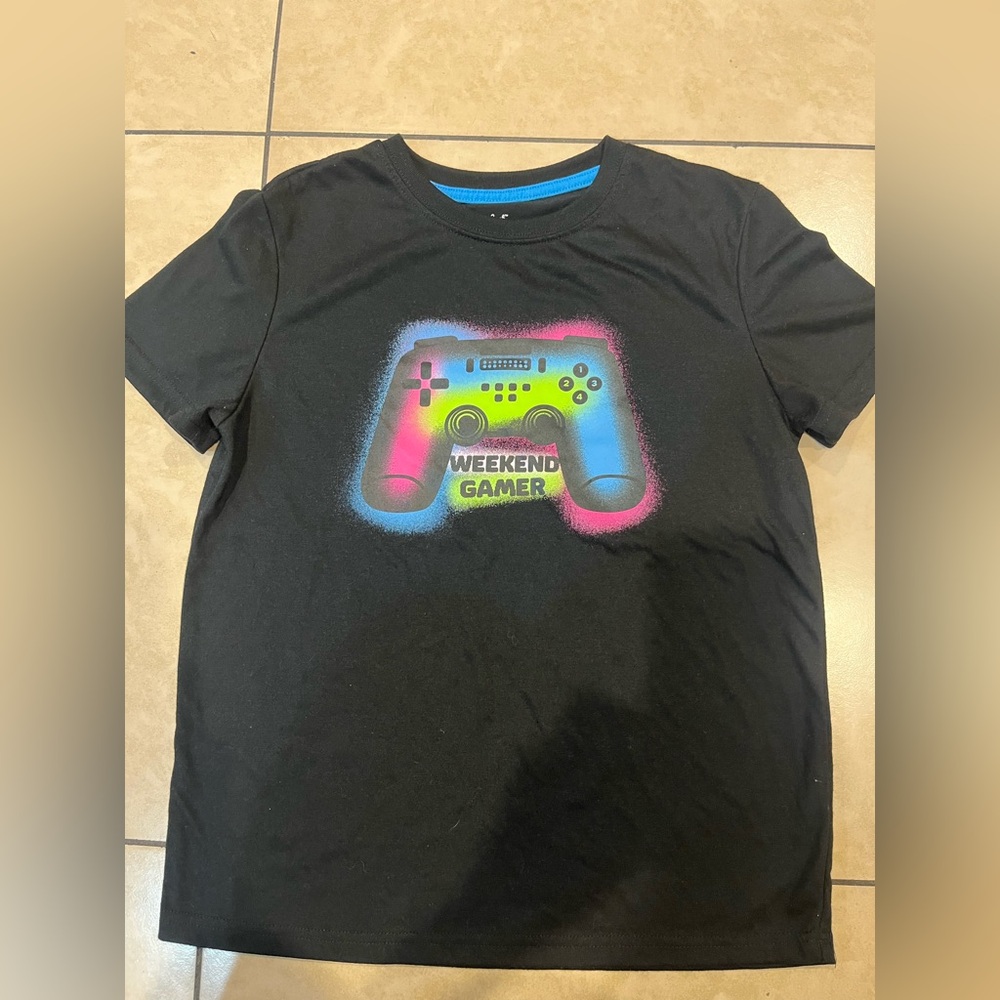 Cat & Jack Black T-Shirt with Colorful Controller Design